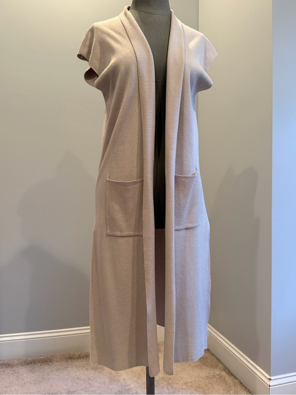Magaschoni Longline Sleeveless Duster Cardigan Vest Size L